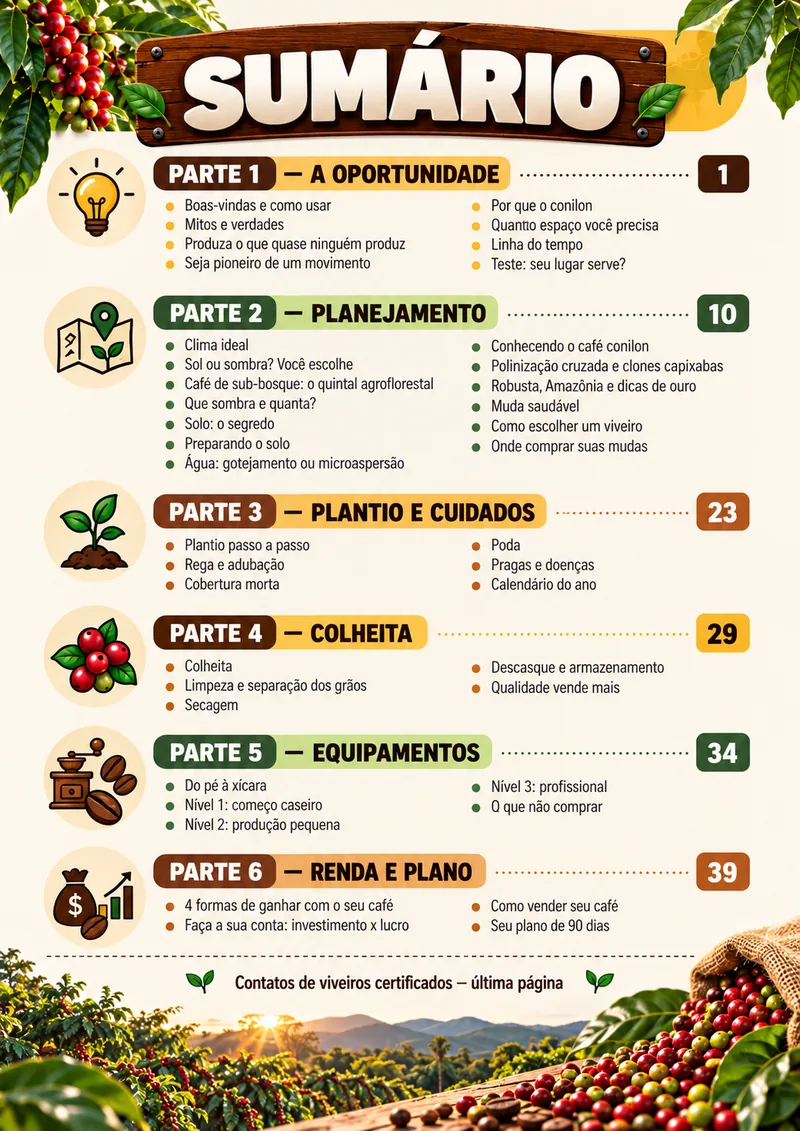 Sumário do e-book Café no Quintal